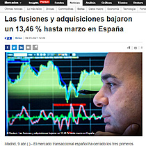 Las fusiones y adquisiciones bajaron un 13,46 % hasta marzo en Espaa